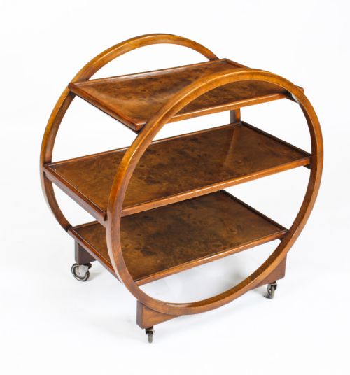 Antique English Art Deco Pollard Oak Serving Tea Trolley C.1920
