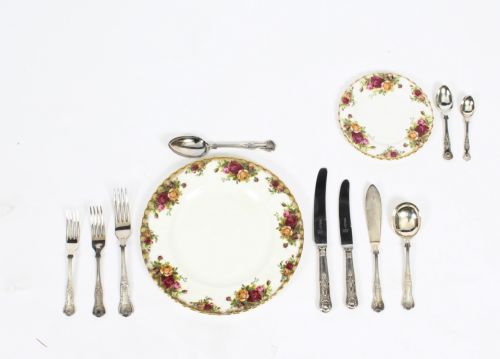 fig 2. Antique Canteen x 12 Silver Plated Cutlery Set Kings Pattern C1920 20th C