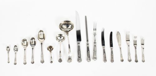 fig 3. Antique Canteen x 12 Silver Plated Cutlery Set Kings Pattern C1920 20th C