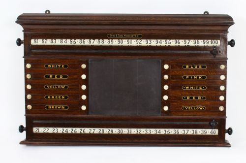 Antique Victorian Oak Snooker Score Board by Orme & Sons 19th C
