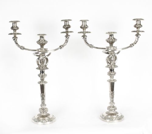 Antique Pair 26inch George III Three Light Candelabra Matthew Boulton 18th C

