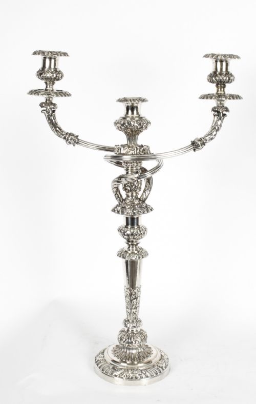 fig 2. Antique Pair 26inch George III Three Light Candelabra Matthew Boulton 18th C