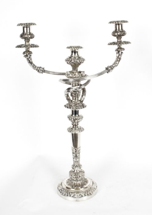 fig 3. Antique Pair 26inch George III Three Light Candelabra Matthew Boulton 18th C