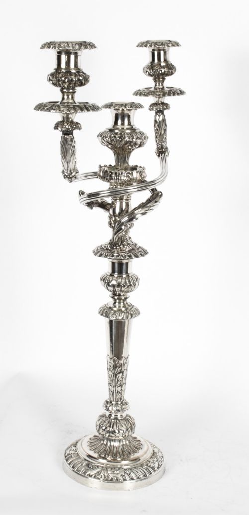 fig 6. Antique Pair 26inch George III Three Light Candelabra Matthew Boulton 18th C