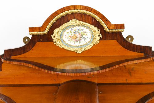fig 2. Antique Ormolu & Porcelain Mounted Table Top Credenza Cabinet 19th C