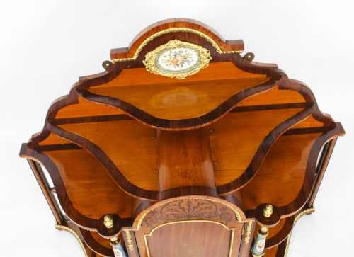 fig 4. Antique Ormolu & Porcelain Mounted Table Top Credenza Cabinet 19th C