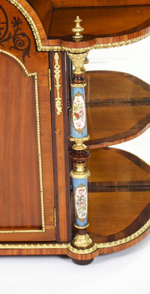 fig 7. Antique Ormolu & Porcelain Mounted Table Top Credenza Cabinet 19th C