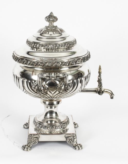 fig 1. Antique Regency Old Sheffield Silver Plated Tea Urn Samovar C1820