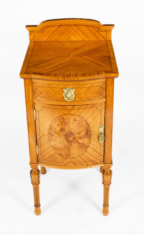 fig 1. Antique Pair Victorian Satinwood Bedside Cabinets 19th C