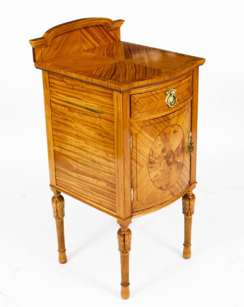 fig 2. Antique Pair Victorian Satinwood Bedside Cabinets 19th C