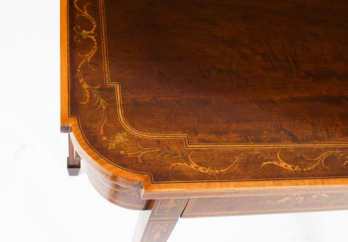 ANTIQUE VICTORIAN MAHOGANY INLAID CARD GAMES TABLE C1860 19TH C - ADDITIONAL PHOTO 6