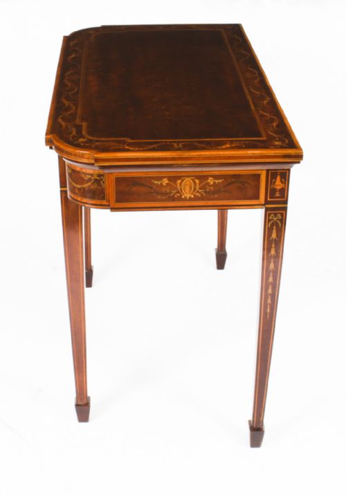ANTIQUE VICTORIAN MAHOGANY INLAID CARD GAMES TABLE C1860 19TH C - ADDITIONAL PHOTO 14