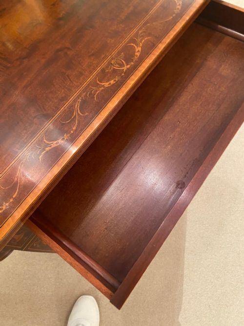 ANTIQUE VICTORIAN MAHOGANY INLAID CARD GAMES TABLE C1860 19TH C - ADDITIONAL PHOTO 15