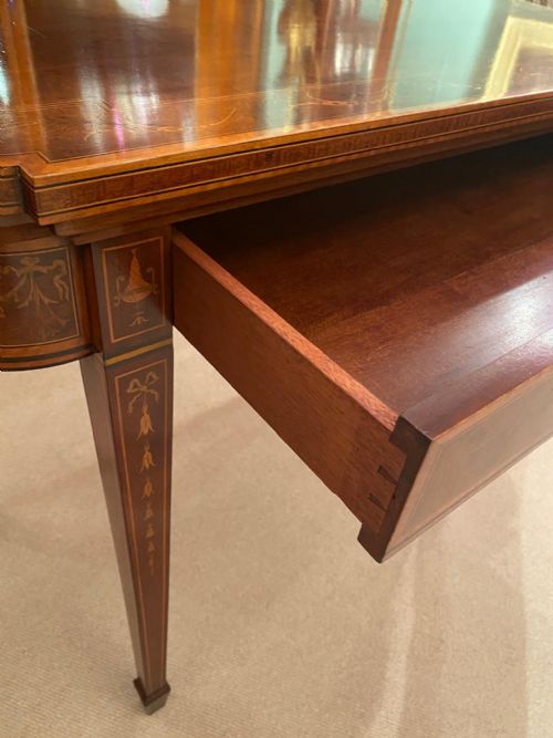ANTIQUE VICTORIAN MAHOGANY INLAID CARD GAMES TABLE C1860 19TH C - ADDITIONAL PHOTO 16