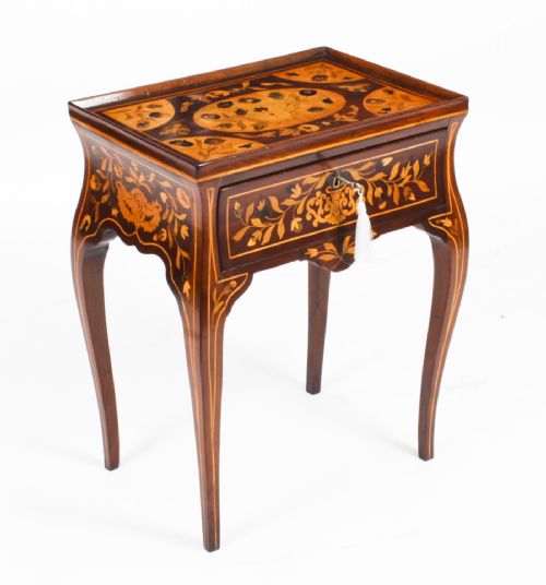 Antique Dutch Marquetry Tray Top Bedside Cabinet Side Table C.1820 19th C
