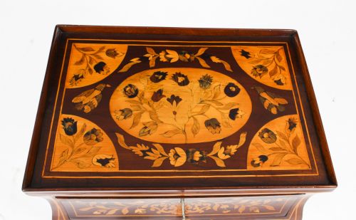 fig 2. Antique Dutch Marquetry Tray Top Bedside Cabinet Side Table c.1820 19th C