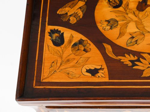 fig 3. Antique Dutch Marquetry Tray Top Bedside Cabinet Side Table c.1820 19th C
