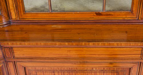 ANTIQUE EDWARDIAN SERPENTINE SATINWOOD INLAID DISPLAY CABINET 19TH C - ADDITIONAL PHOTO 8