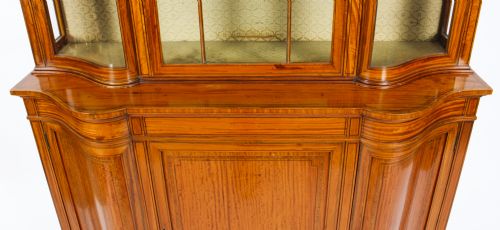 ANTIQUE EDWARDIAN SERPENTINE SATINWOOD INLAID DISPLAY CABINET 19TH C - ADDITIONAL PHOTO 9