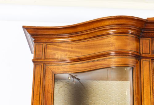 ANTIQUE EDWARDIAN SERPENTINE SATINWOOD INLAID DISPLAY CABINET 19TH C - ADDITIONAL PHOTO 15