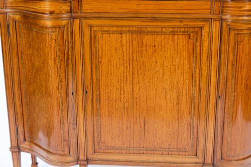 ANTIQUE EDWARDIAN SERPENTINE SATINWOOD INLAID DISPLAY CABINET 19TH C - ADDITIONAL PHOTO 18