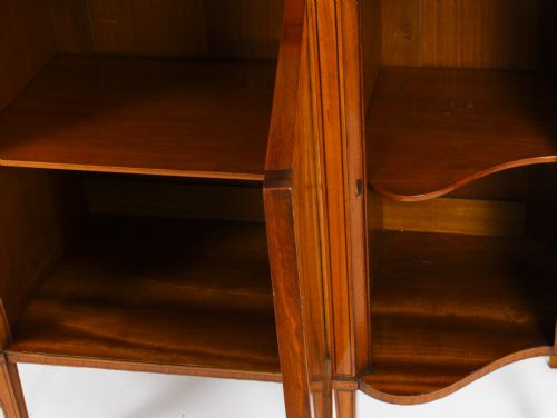 ANTIQUE EDWARDIAN SERPENTINE SATINWOOD INLAID DISPLAY CABINET 19TH C - ADDITIONAL PHOTO 21
