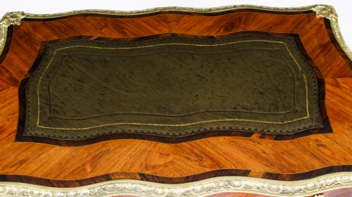 ANTIQUE PETITE FRENCH ORMOLU MOUNTED KINGWOOD BUREAU PLAT 19TH C - ADDITIONAL PHOTO 2