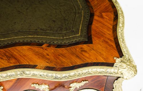 ANTIQUE PETITE FRENCH ORMOLU MOUNTED KINGWOOD BUREAU PLAT 19TH C - ADDITIONAL PHOTO 3