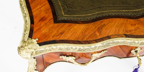 ANTIQUE PETITE FRENCH ORMOLU MOUNTED KINGWOOD BUREAU PLAT 19TH C - ADDITIONAL PHOTO 4