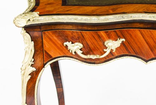 ANTIQUE PETITE FRENCH ORMOLU MOUNTED KINGWOOD BUREAU PLAT 19TH C - ADDITIONAL PHOTO 10