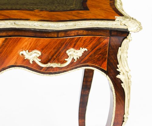 ANTIQUE PETITE FRENCH ORMOLU MOUNTED KINGWOOD BUREAU PLAT 19TH C - ADDITIONAL PHOTO 11