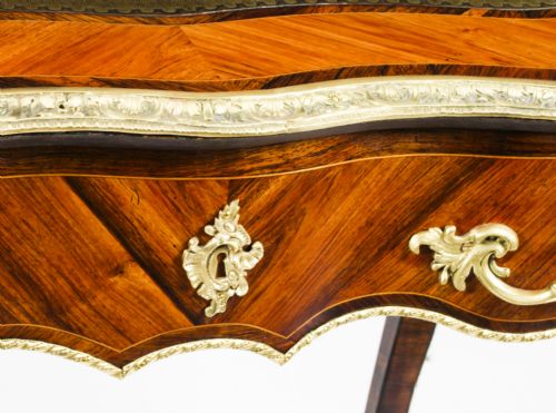 ANTIQUE PETITE FRENCH ORMOLU MOUNTED KINGWOOD BUREAU PLAT 19TH C - ADDITIONAL PHOTO 12
