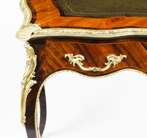 ANTIQUE PETITE FRENCH ORMOLU MOUNTED KINGWOOD BUREAU PLAT 19TH C - ADDITIONAL PHOTO 15