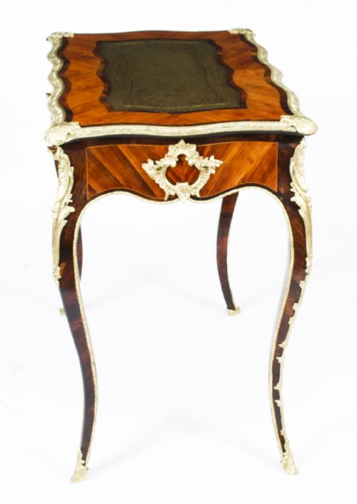 ANTIQUE PETITE FRENCH ORMOLU MOUNTED KINGWOOD BUREAU PLAT 19TH C - ADDITIONAL PHOTO 19