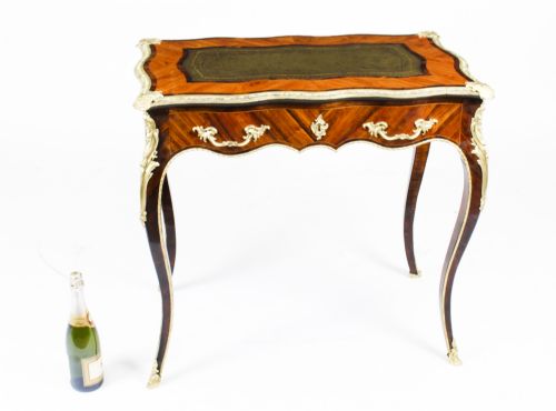 ANTIQUE PETITE FRENCH ORMOLU MOUNTED KINGWOOD BUREAU PLAT 19TH C - ADDITIONAL PHOTO 21
