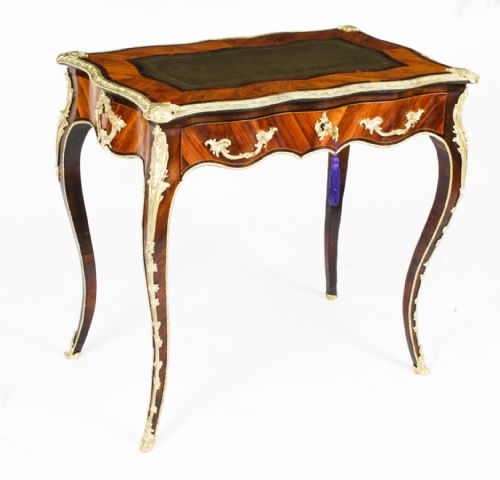 ANTIQUE PETITE FRENCH ORMOLU MOUNTED KINGWOOD BUREAU PLAT 19TH C - ADDITIONAL PHOTO 22