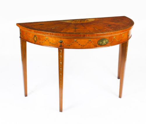 Antique George III Satinwood Demi-lune Console Table 18th C
