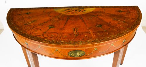 fig 2. Antique George III Satinwood Demi-Lune Console Table 18th C