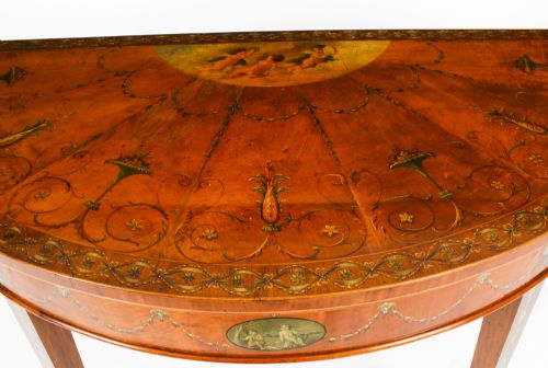 fig 5. Antique George III Satinwood Demi-Lune Console Table 18th C