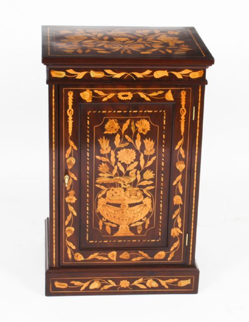fig 2. Antique Free Standing Dutch Mahogany Marquetry BedSide Cabinet Pedestal 19th C