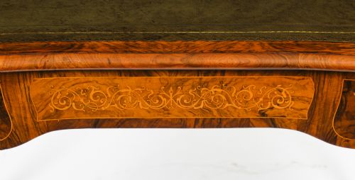 fig 2. Antique Victorian Burr Walnut & Floral Marquetry Writing Table 19th C