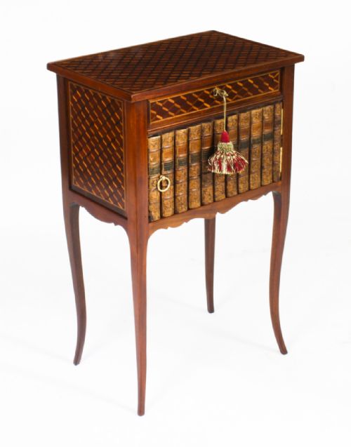 fig 1. Antique Pair Ormolu Mounted Parquetry Occasional / Bedside Tables 19th C