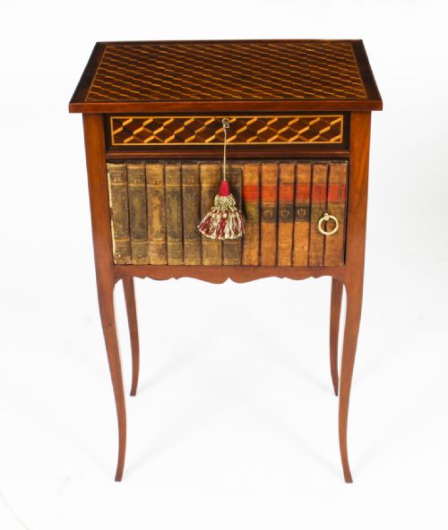 fig 3. Antique Pair Ormolu Mounted Parquetry Occasional / Bedside Tables 19th C