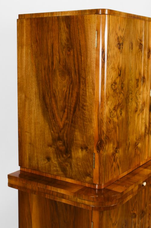 fig 9. Antique Art Deco Epstein Burr Walnut Cocktail Cabinet Dry Bar c.1920