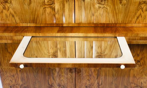 fig 10. Antique Art Deco Epstein Burr Walnut Cocktail Cabinet Dry Bar c.1920