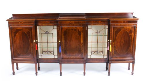 Antique Edwardian Breakfront Sideboard Display Cabinet Circa 1900

