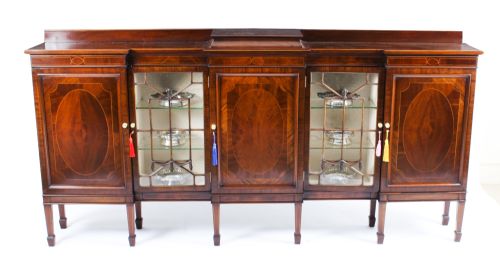 fig 1. Antique Edwardian Breakfront Sideboard Display Cabinet Circa 1900