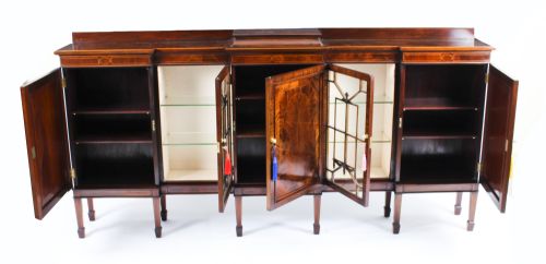 fig 2. Antique Edwardian Breakfront Sideboard Display Cabinet Circa 1900
