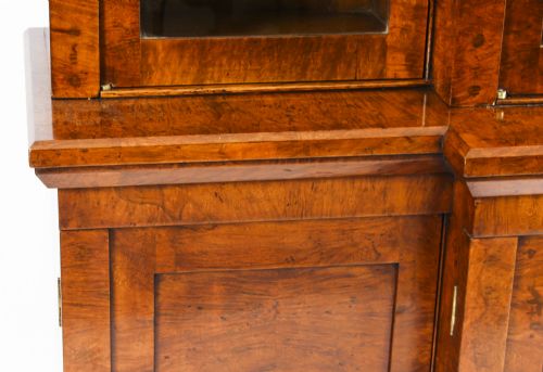 fig 3. Antique English Pollard Oak Library Breakfront Bookcase Early 19th C