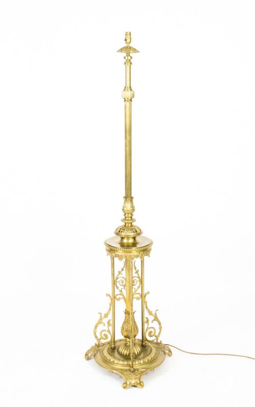 fig 1. Antique Victorian Brass Telescopic Standard Lamp Late 19th C
